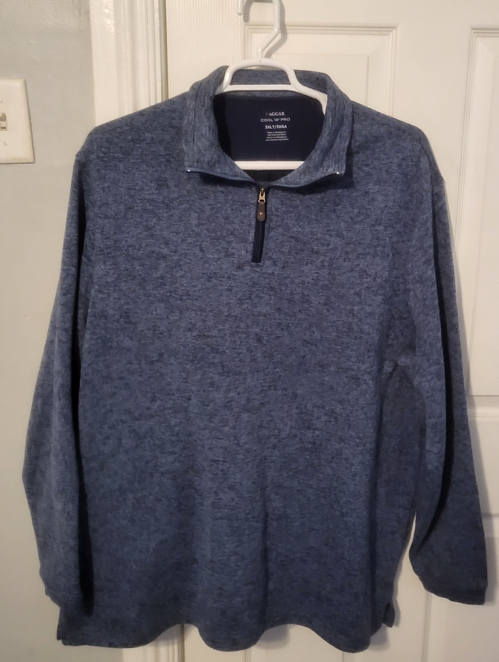 Haggar Heathered Blue Quarter-Zip Pullover